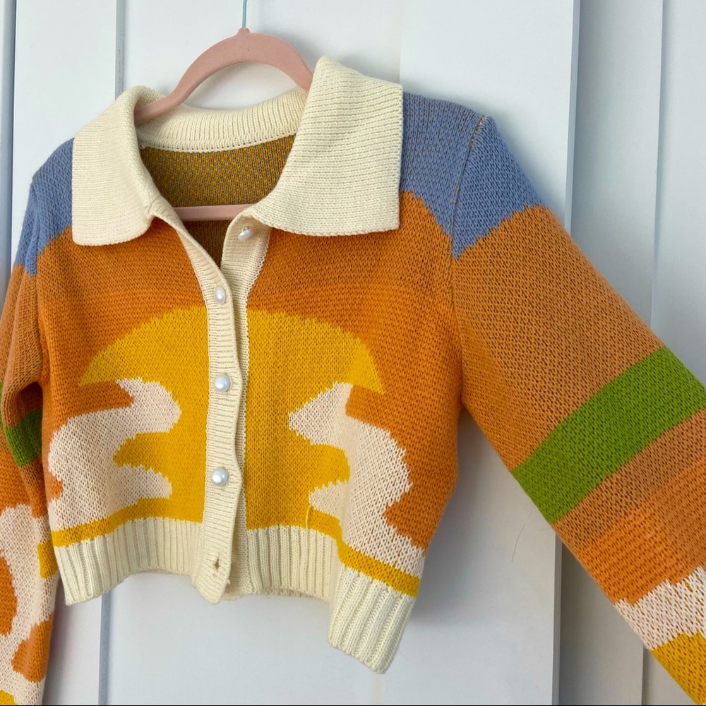 Abstract Pattern Cardigan Sweater